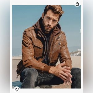 Men’s Brown Leather Moto Jacket | M